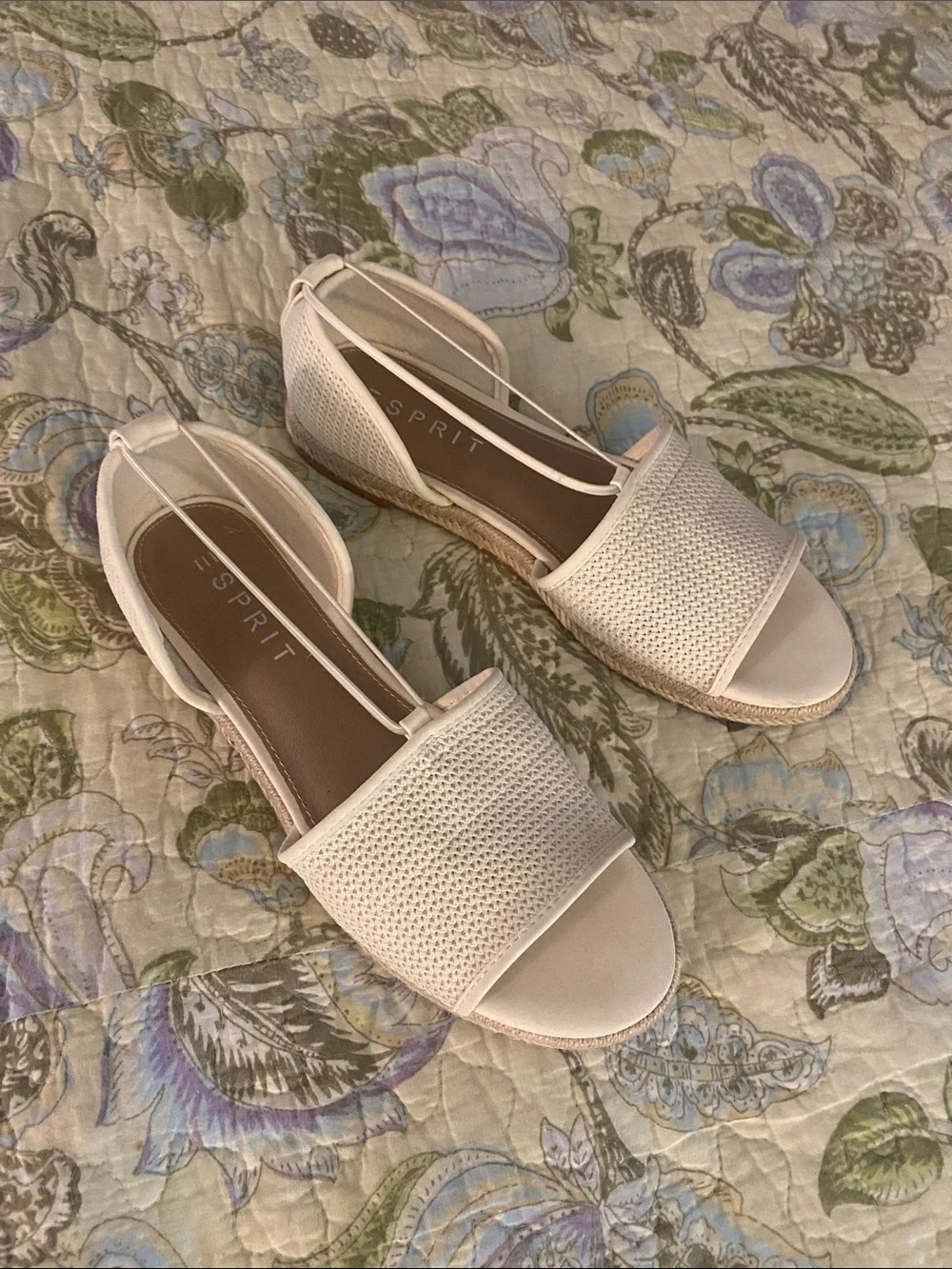 Esprit Cream Women's Open-Toe Woven Espadrille Slingbacks